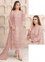 Faux Georgette Peach Eid Wear Embroidery Work Pakistani Suit